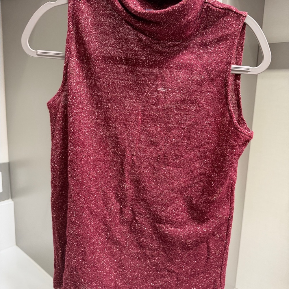 Ann Taylor Sleeveless Burgundy sparkle Top